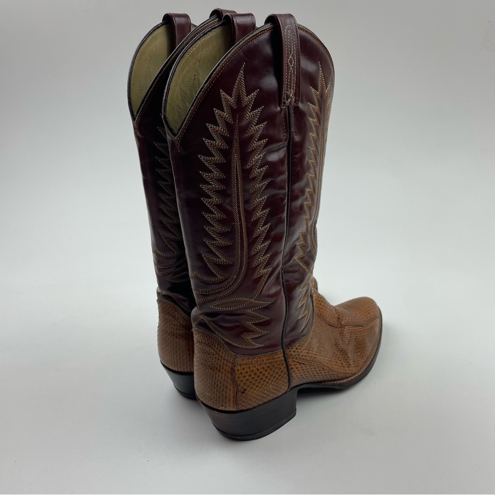 Vintage Dan Post Brown Front Cut Python Cowboy Bo… - image 4